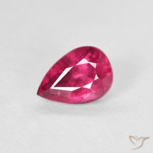 0.63ct 天然 薄いレッド ルビー, 洋梨の形, VS-SI