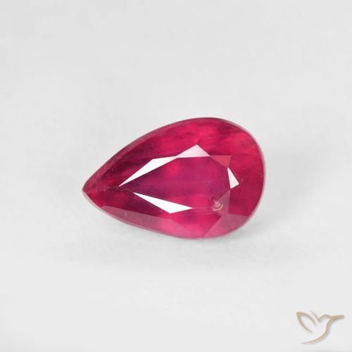 0.76ct 天然 Medium Dark-Red ルビー, 洋梨の形, VS-SI