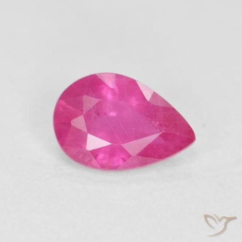 0.57ct 天然 Medium Dark-Pink ルビー, 洋梨の形, VS-SI