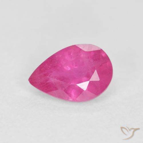 0.57カラットの天然Medium Dark-Pinkルビー、洋梨の形、VS-SI