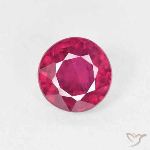 1.02ct 天然 薄いレッド ルビー, ラウンド, VS