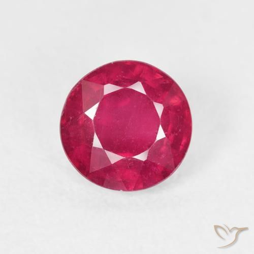 1.21ct 天然 Medium Dark-Red ルビー, ラウンド, VS