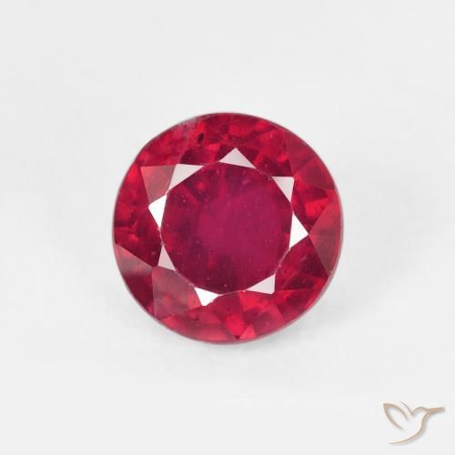 1.28ct 天然 ミディアムレッド ルビー, ラウンド, VS