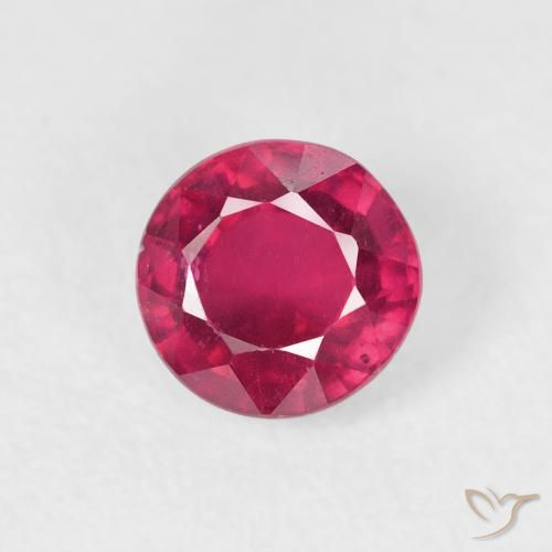 1.09ct 天然 濃い赤みがかったピンク ルビー, ラウンド, VS
