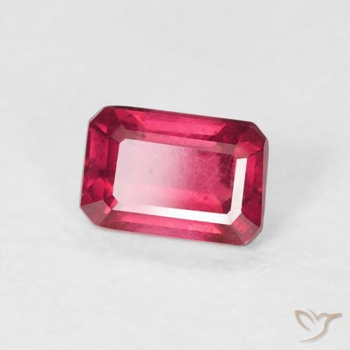 0.90カラットの天然ピンクがかったレッドルビー、八角形 / エメラルドカット、VS