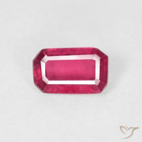 0.61ct 天然 ミディアムレッド ルビー, エメラルドカット, VS
