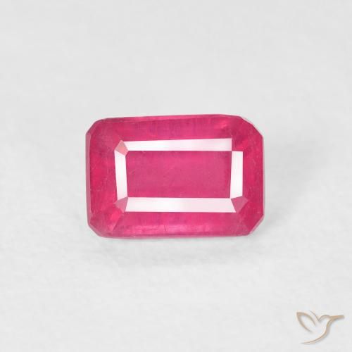 0.90ct 天然 ミディアムレッド ルビー, エメラルドカット, VS