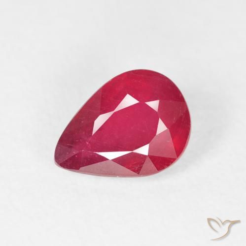 1.50ct 天然 ミディアムレッド ルビー, 洋梨の形, VS-SI