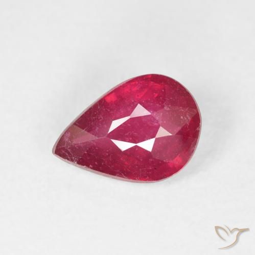 1.33ct 天然 ミディアムレッド ルビー, 洋梨の形, VS-SI