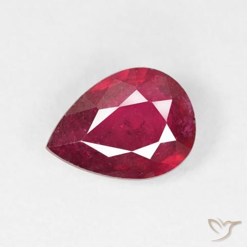1.55ct 天然 ミディアムレッド ルビー, 洋梨の形, VS-SI