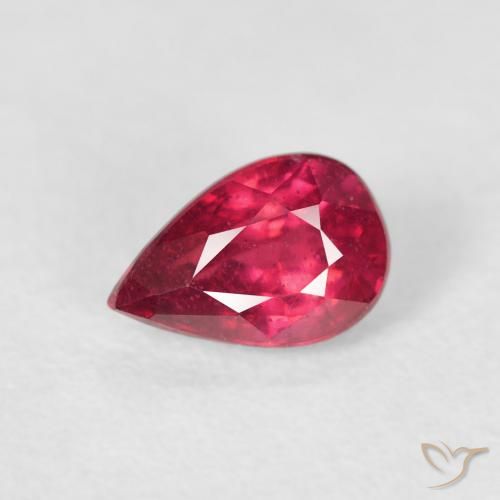 0.73ct 天然 薄いレッド ルビー, 洋梨の形, VS-SI