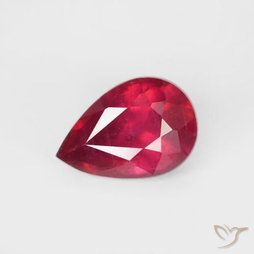 0.74ct 天然 ミディアムレッド ルビー, 洋梨の形, VS-SI
