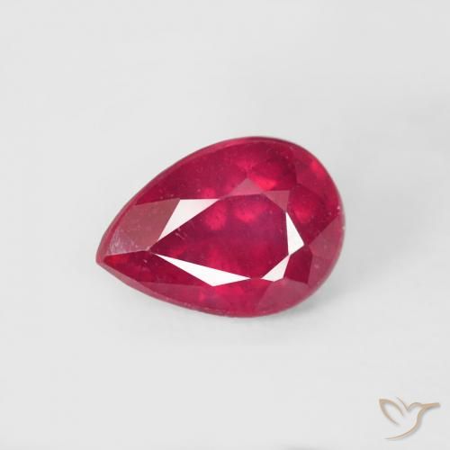 0.66ct 天然 ミディアムレッド ルビー, 洋梨の形, VS-SI