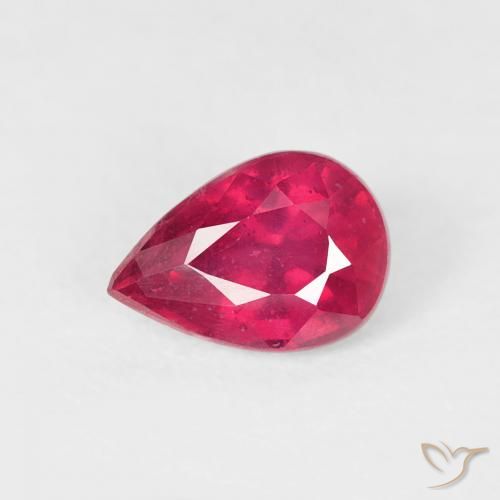 0.73ct 天然 薄いレッド ルビー, 洋梨の形, VS-SI