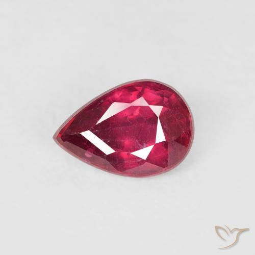0.65ct 天然 ダークレッド ルビー, 洋梨の形, VS-SI