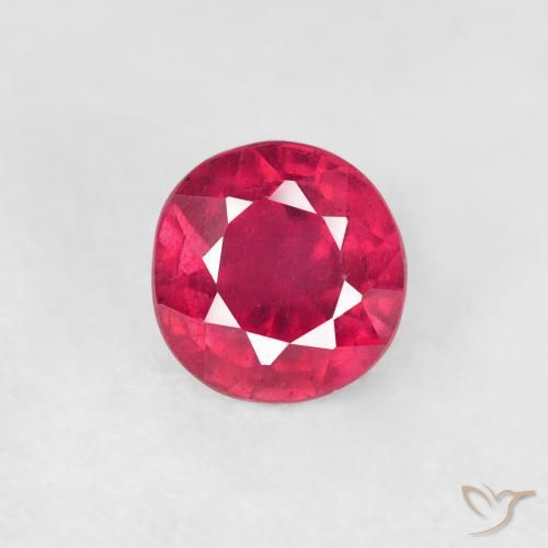 0.90ct 天然 ミディアムレッド ルビー, ラウンド, VS