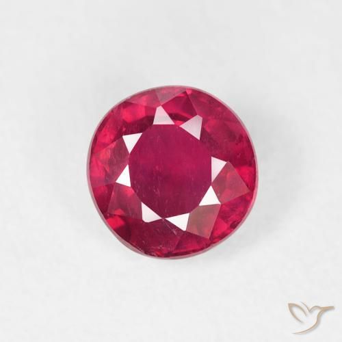 0.89ct 天然 ミディアムレッド ルビー, ラウンド, VS