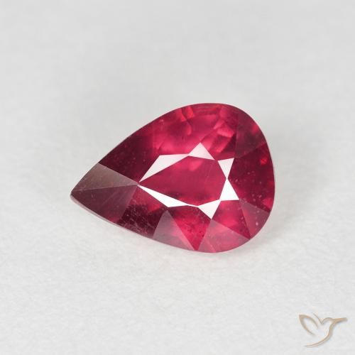 1.50ct 天然 ミディアムレッド ルビー, 洋梨の形, VS-SI