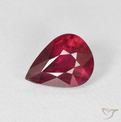 1.44ct 天然 ディープレッド ルビー, 洋梨の形, VS-SI