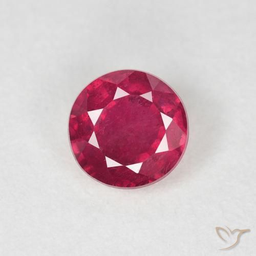 0.81ct 天然 ミディアムレッド ルビー, ラウンド, VS