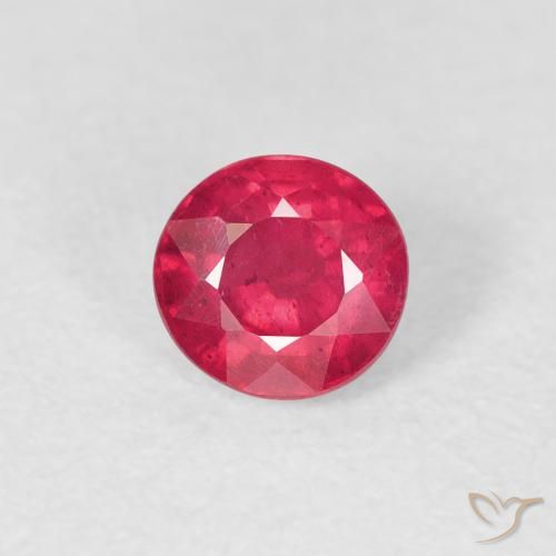 0.83ct 天然 ミディアムレッド ルビー, ラウンド, VS