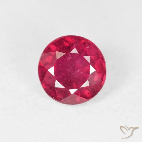 0.99ct 天然 ミディアムレッド ルビー, ラウンド, VS