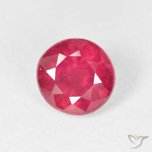 1.26ct 天然 ミディアムレッド ルビー, ラウンド, VS