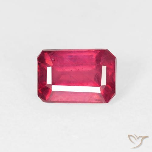 1.00ct 天然 薄いレッド ルビー, エメラルドカット, VS