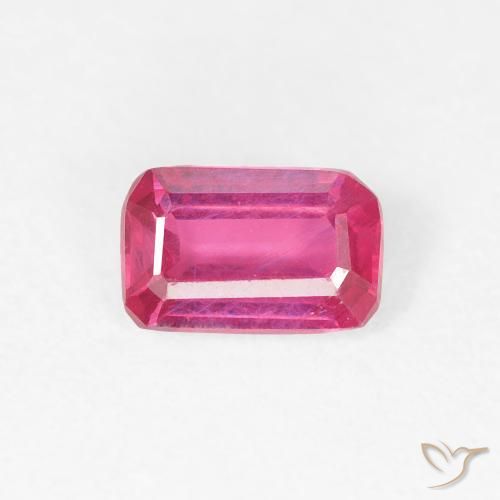 0.67ct 天然 ピンクがかったレッド ルビー, エメラルドカット, VS