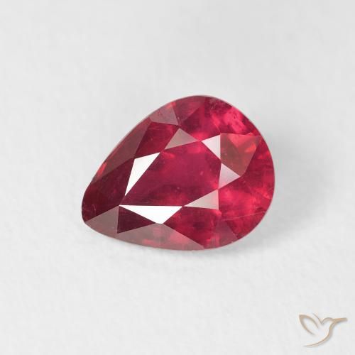 1.49ct 天然 ミディアムレッド ルビー, 洋梨の形, VS
