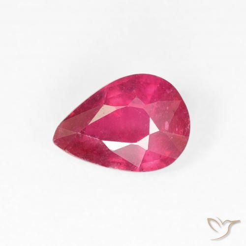 0.95ct 天然 ピンクがかったレッド ルビー, 洋梨の形, VS-SI