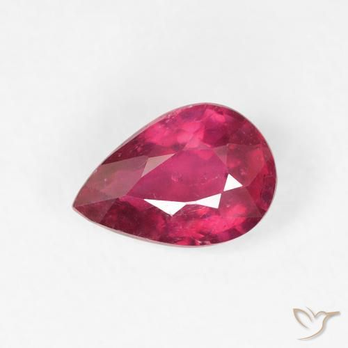 0.99ct 天然 濃い赤みがかったピンク ルビー, 洋梨の形, VS-SI