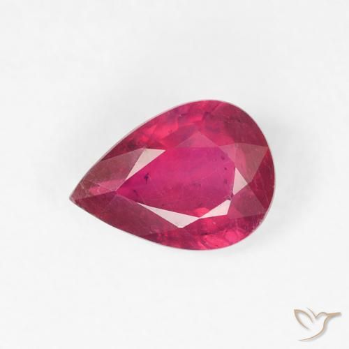 0.97ct 天然 薄いレッド ルビー, 洋梨の形, VS-SI