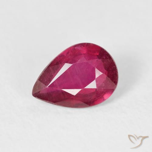0.90ct 天然 ピンクがかったレッド ルビー, 洋梨の形, VS-SI
