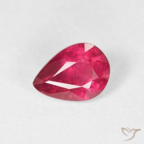 0.91ct 天然 薄いレッド ルビー, 洋梨の形, VS-SI