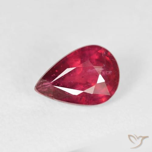 1.08ct 天然 ミディアムレッド ルビー, 洋梨の形, VS-SI