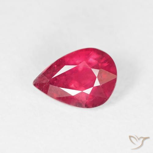 0.86ct 天然 ミディアムレッド ルビー, 洋梨の形, VS-SI