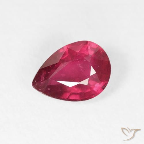 1.02ct 天然 ミディアムレッド ルビー, 洋梨の形, VS-SI