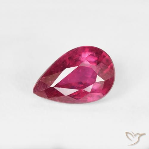 0.70ct 天然 薄いレッド ルビー, 洋梨の形, VS-SI