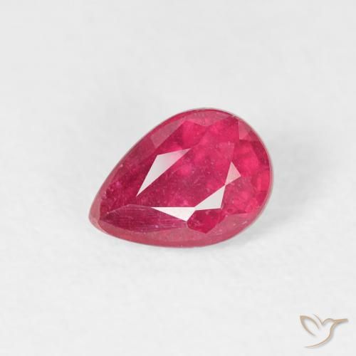 0.62ct 天然 ピンクがかったレッド ルビー, 洋梨の形, VS-SI