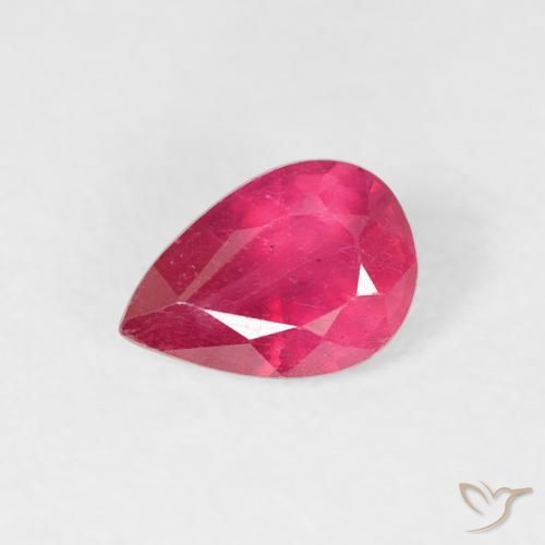 0.57ct 天然 ピンクがかったレッド ルビー, 洋梨の形, VS