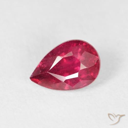 0.74ct 天然 濃い紅 ルビー, 洋梨の形, VS-SI