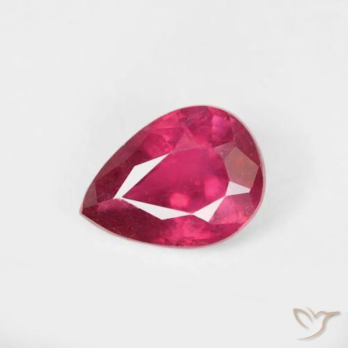 0.78ct 天然 ミディアムレッド ルビー, 洋梨の形, VS-SI
