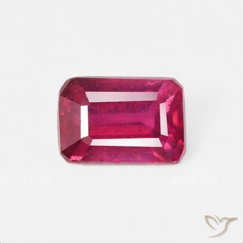 0.94ct 天然 薄いレッド ルビー, エメラルドカット, VS