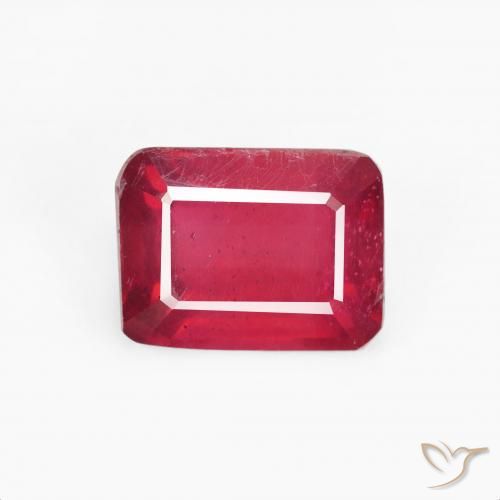3.83ct 天然 ジャム・レッド ルビー, エメラルドカット, VS