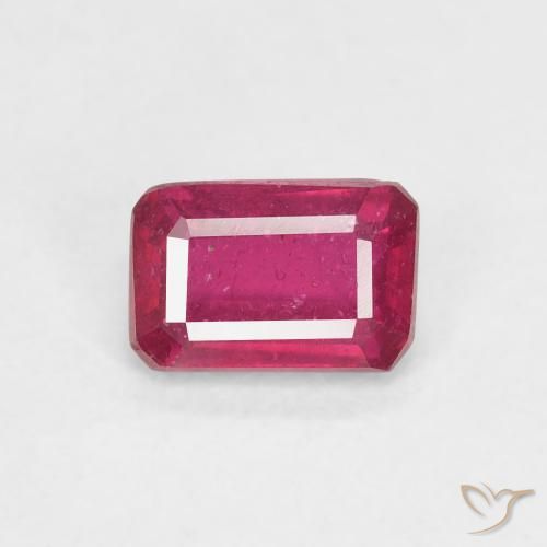 0.82ct 天然 ホットピンク ルビー, エメラルドカット, VS-SI