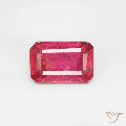 0.71ct 天然 ミディアムピンク ルビー, エメラルドカット, VS-SI