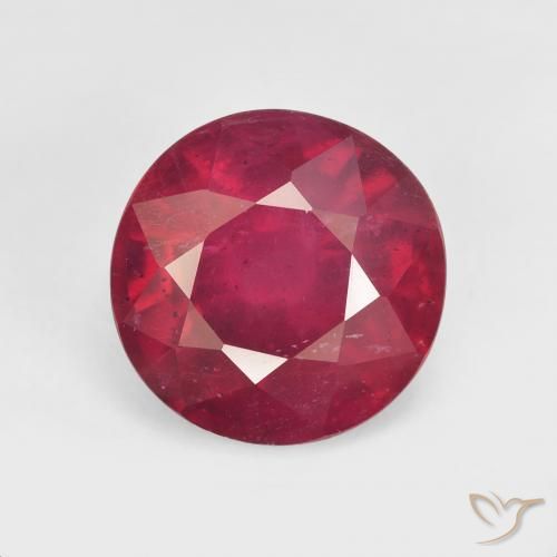 5.74ct 天然 ミディアムレッド ルビー, ラウンド, VS