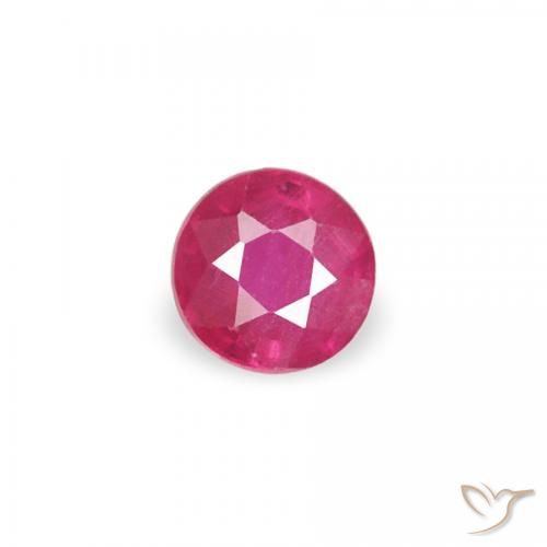 0.08ct 天然 ピンクがかったレッド ルビー, ラウンド, SI