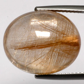 18.48カラットの天然無色＆ゴールドルチルクォーツ（17.3×14.3 mm・透明）
